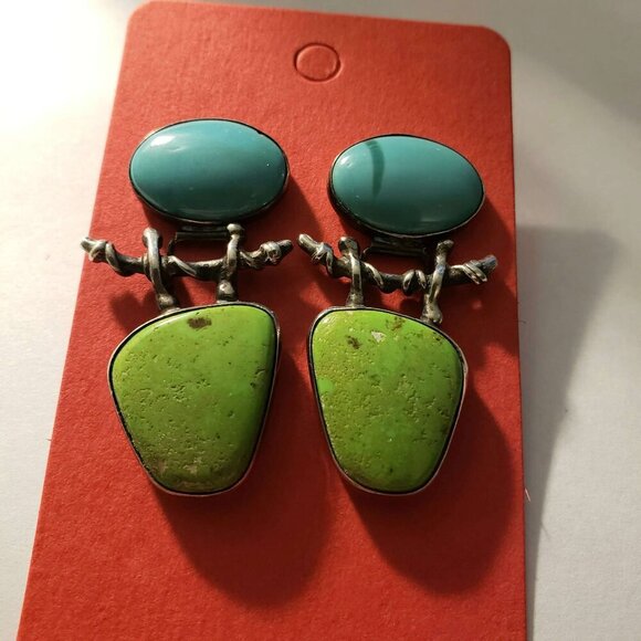 Vintage Turquoise Earrings Signed McKeown 98 Pls Read - Picture 1 of 5
